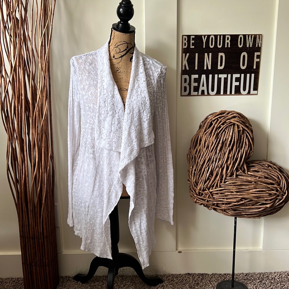 Cupio Textured Knit And Lace Cardigan Sweater